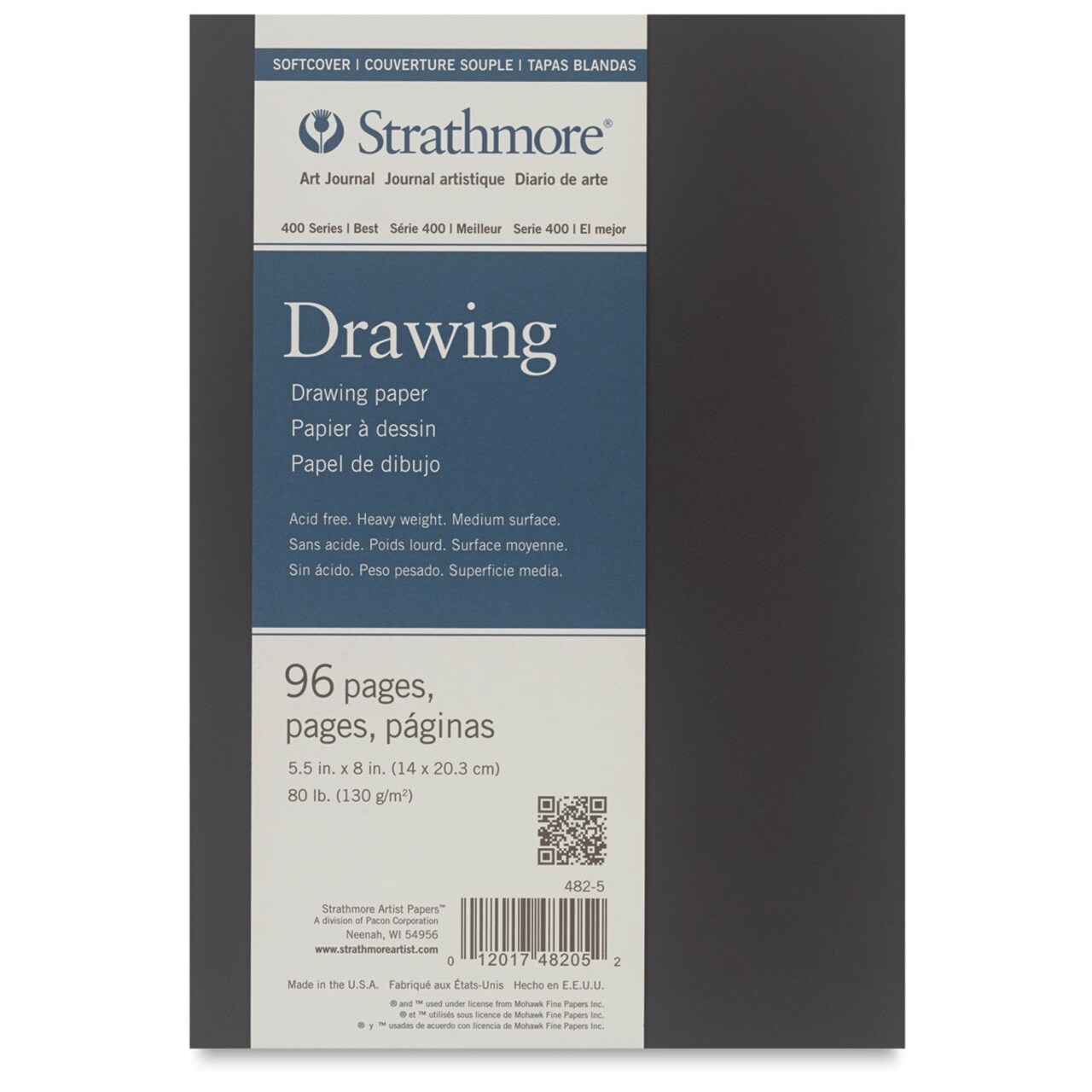 Strathmore Softcover 400 Series Drawing Art Journal - 8" x 5-1/2", Cream, 80 lb, 96 Pages